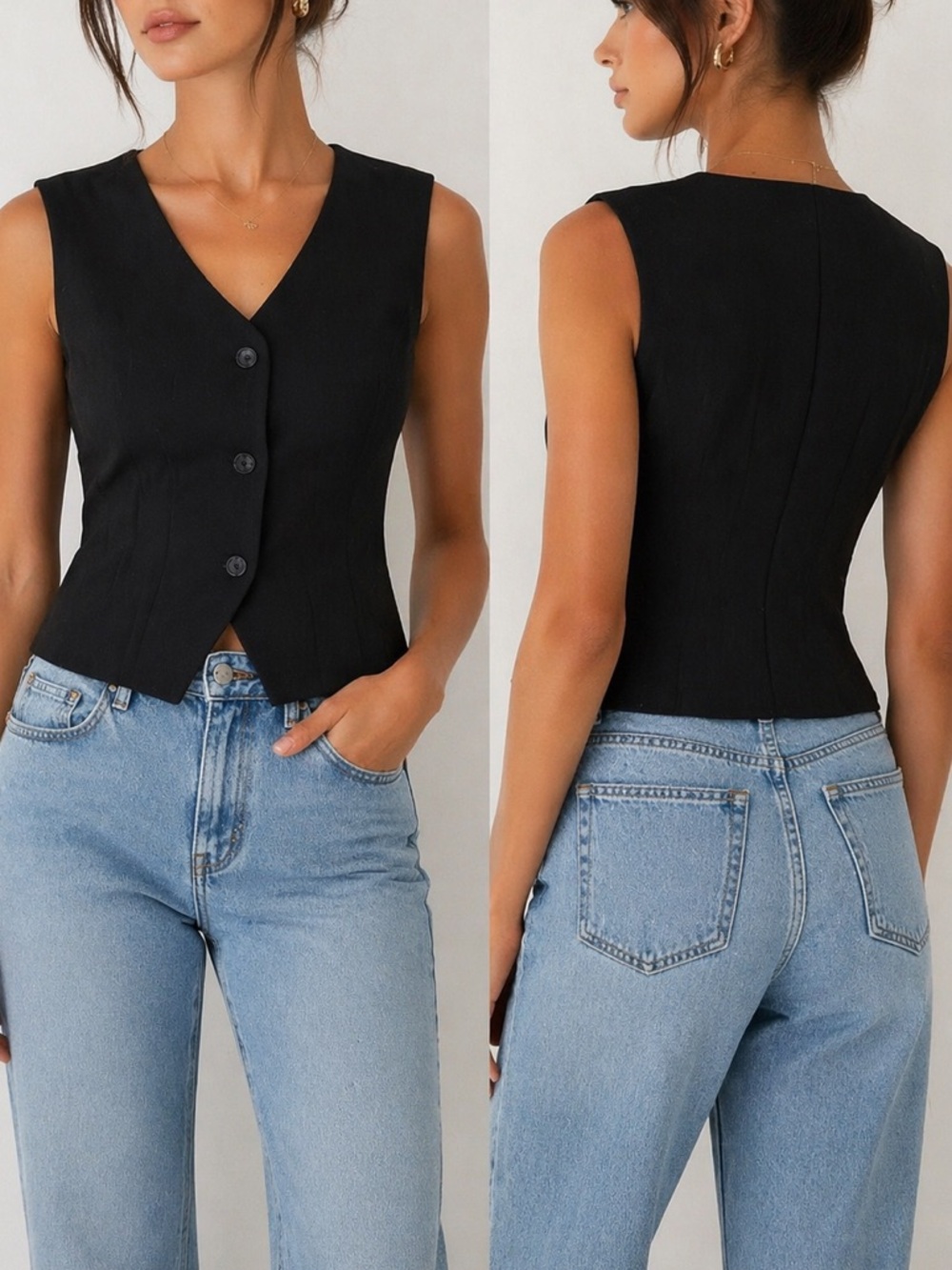 Jason Wu Collection Black Structured Vest Top XS NWT Tailored Sleeveless Blouse
